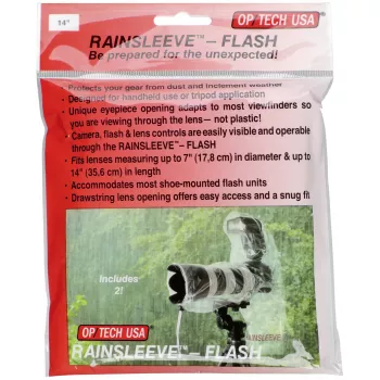 OP/TECH Rain-Sleeve Flash 2-Pack Transparent lietaus apsaugos mova