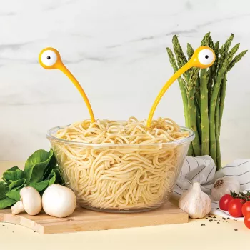 OTOTO Pasta Monsters Serving Spoons Set - Black with Red Accents