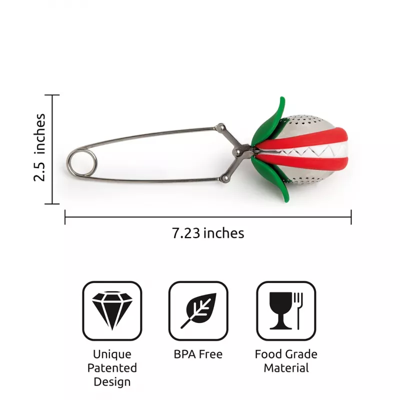 OTOTO Tea Trap arbatos infuzeris - Žalia/Raudona - Nerūdijantis plienas ir plastikas - 160 mm