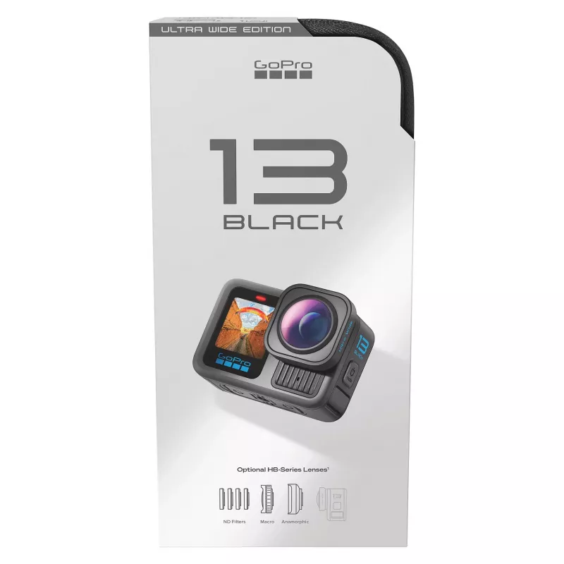 GoPro HERO13 Black Ultra Wide Edition Veiksmo Kamera 5.3K, 4K, 2.7K, Liečiamas Ekranas, Ultra HD, Vandeniui Atspari, GPS, Nelaidi Dulkėms, Bluetooth, Wi-Fi, Lėtas Judesys, Full HD (CHDRB-133-RW)