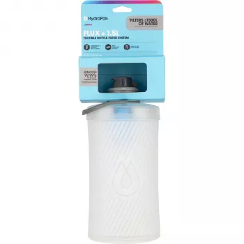HydraPak Flux+ 1.5L filtruojamas vandens butelis - Skaidrus/HP Blue