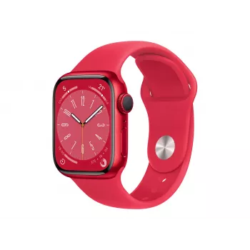 Apple Watch Series 8 (GPS) - (PRODUCT)RED - 41 mm - Red Aluminium - Smartwatch su Sport Band - Fluoroelastomer - Raudona - Regular Band Size - 32GB - Wi-Fi, Bluetooth - 32 g (MNP73FD/A)