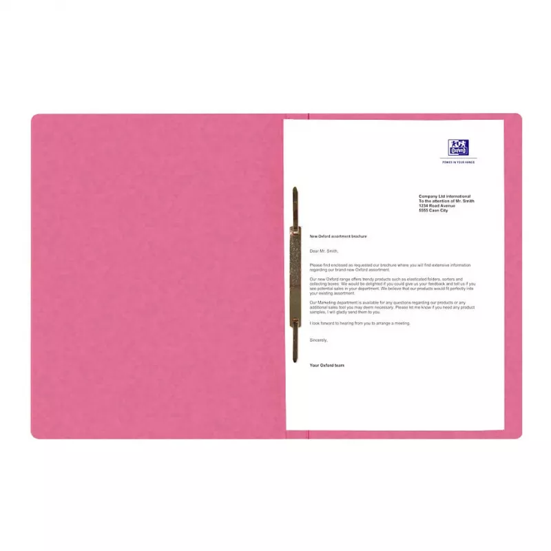 Oxford Top File+ Fastener Folder A4 Pink Cardboard 390 g/m² Commercial/Official Filing