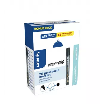 PILOT PEN 400 Permanent Marker Black 1,0 - 4,0 mm, 15+5 Free (20 Markers)