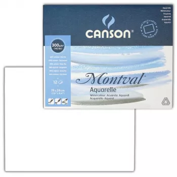 Canson Montval akvarelinis bloknotas 19 x 24 cm, 185 gsm, smulkus grūdėtumas, 12 lapų