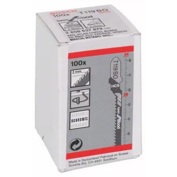 BOSCH Jigsaw Blade T119BO for Plywood, 100 Pieces