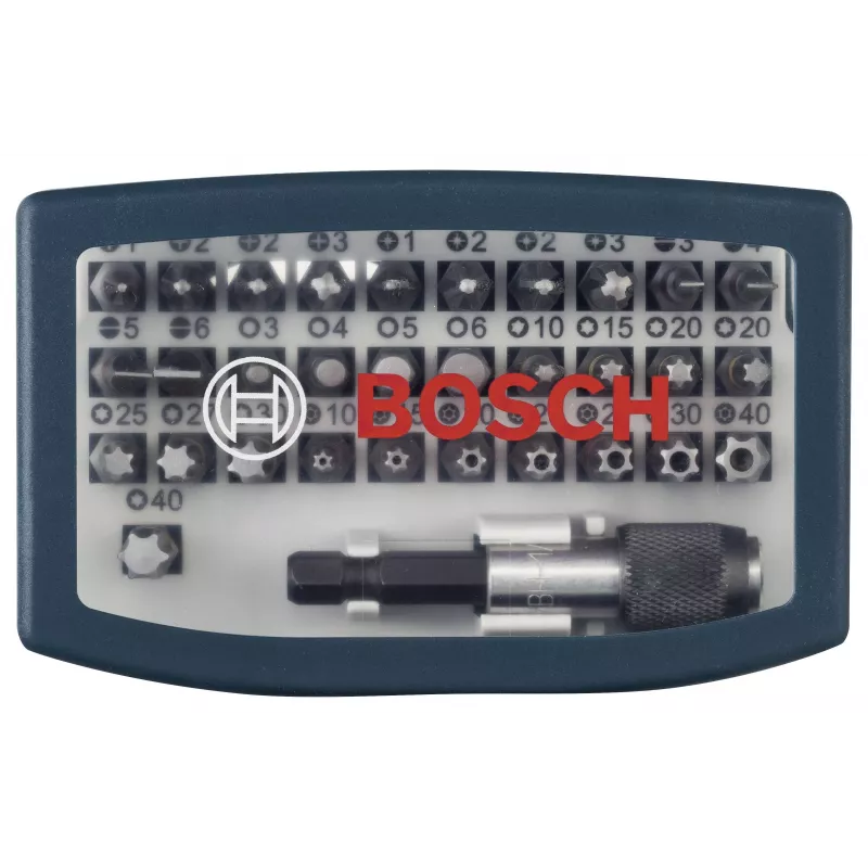 Bosch Screwdriver Bit Set 32 Pieces Torx, Phillips, Pozidriv, Hex, Slot, Torq-Set Length 25 mm