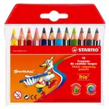 STABILO Trio Colouring Pencils - Assorted Colours - 4,2 mm - 12 Pack