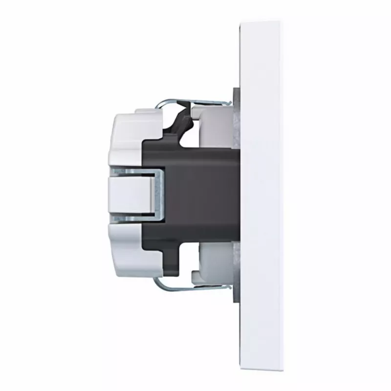 Hager WAS1120WG Kištukinis lizdas su uždedamu dangteliu, A.1 Design Line, šviesiai balta blizgi, IP44, 16A, 250V, bevaržčiai gnybtai