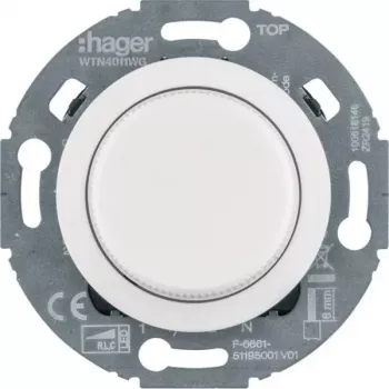 Hager WTN4011WG Universalus Rotacinis Dimeris su Centriniu Elementu, Sistema 1930/Glas, Baltas, Įmontuojamas, R L C LED