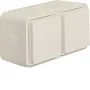 Hager WNC144B SCHUKO paviršinis lizdas 2-vietis horizontalus IP55 su uždedamu dangteliu, Polar White