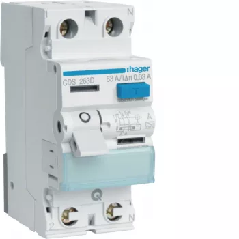 Hager CDS263D RCCB 2-Pol 63A 30mA A tipo 6kA QuickConnect