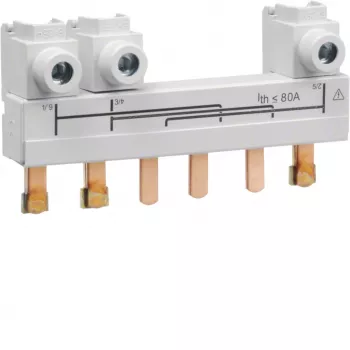 Hager HZC708 3-Pole Pin Busbar 63-80A 10mm² 12 Modules 210mm Grey