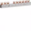 Hager KDN363J 3-polių fazinis šyninis tiltelis su šakiniu jungimu 10mm² 63A 10 modulių