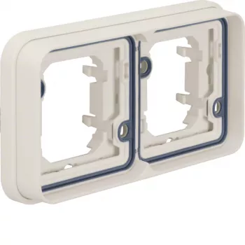 Hager WNA402B W.1 2-Gang Horizontal Cover Frame, Polar White, IP55