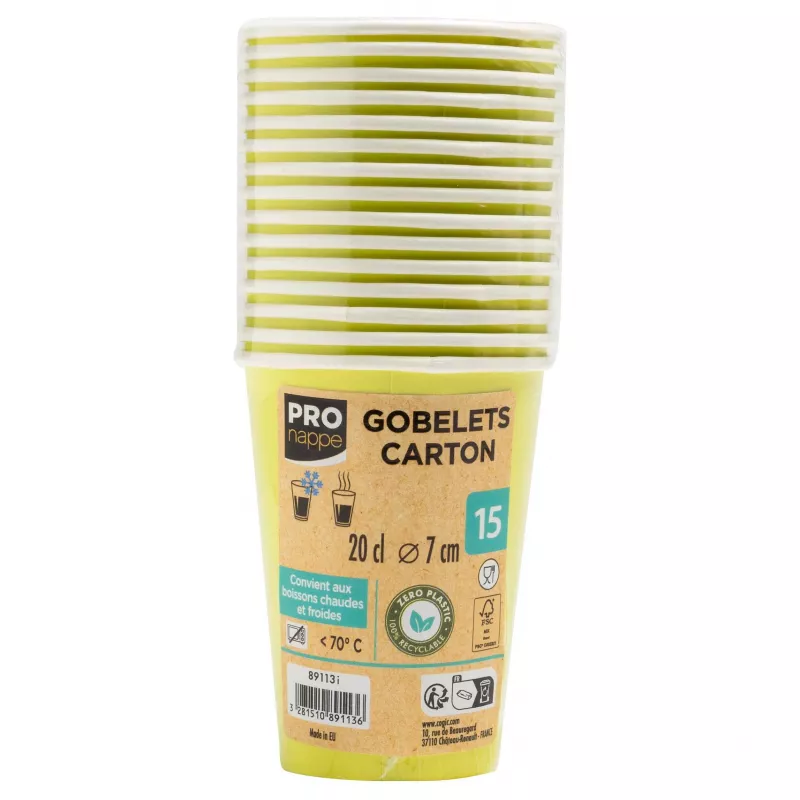 PROnappe 15 vienkartinis kavos puodelis 200 ml (100 vnt.) Baltas