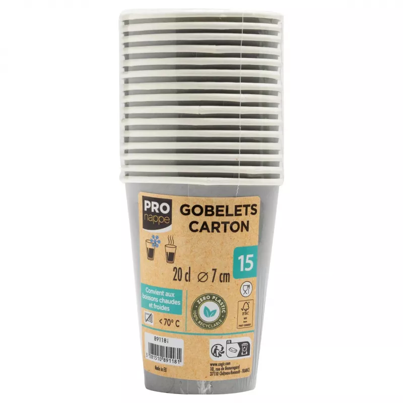 PROnappe 15 vienkartiniai kavos puodeliai 200 ml (100 vnt.) balti