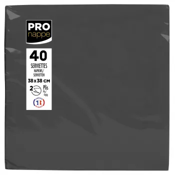 PROnappe popierinės servetėlės juodos 2 sluoksnių 19,0 x 19,0 cm 40 vnt.