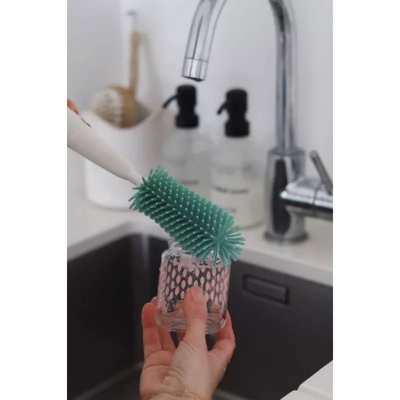 Beaba Silicone Bottle and Teat Brush Sage Green