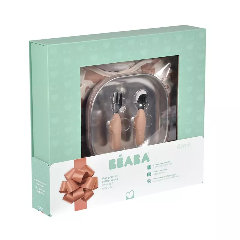 Beaba First Meals 3-in-1 Gift Set (Plate, Cutlery Set, Bib) Savannah Bloom