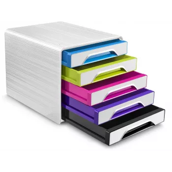 CEP Office Solution Smoove 5-Drawer Desktop Organizer, DIN A4, White/Multicolour