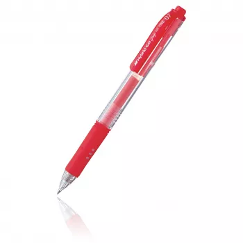 Pentel Hybrid Gel Grip rašiklis su gelio rašalu, raudonas, 0,7 mm vidutinis rašymo taškas, permatomas korpusas, metalinė segtukas