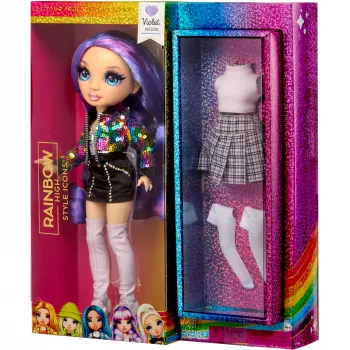 MGA Rainbow High Violet Willow mados lėlė su 2 aprangomis ir aksesuarais