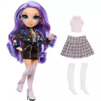 MGA Rainbow High Violet Willow mados lėlė su 2 aprangomis ir aksesuarais