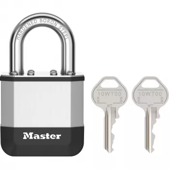 Master Lock Elite 45mm Laminated Padlock su 25mm Kabliu, 5-pin Cilindru, Sidabrinis/Pilkas