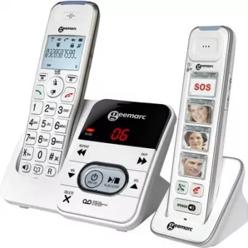Geemarc PACK Mobility 295 Belaidis Senjorų Telefonas su Atsiliepimo Mašina, Nuotraukų Mygtukais, Apmuštu Ekranu, Baltas