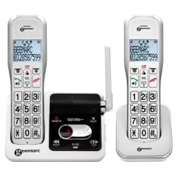 Geemarc AMPLIDECT 595-2 U.L.E Duo belaidis telefonas su 2 rageliais - bazinė stotis - įkrovimo stotelė