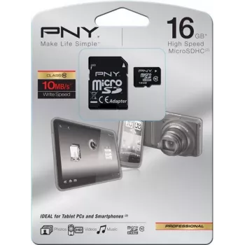 PNY Technologies HP High Performance MicroSDHC Card 16GB Class 10 U1 su SD adapteriu