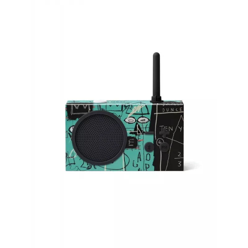 Lexon Tykho 3 X JMB Radio Bluetooth Portable FM Radio with Basquiat Artwork, Black