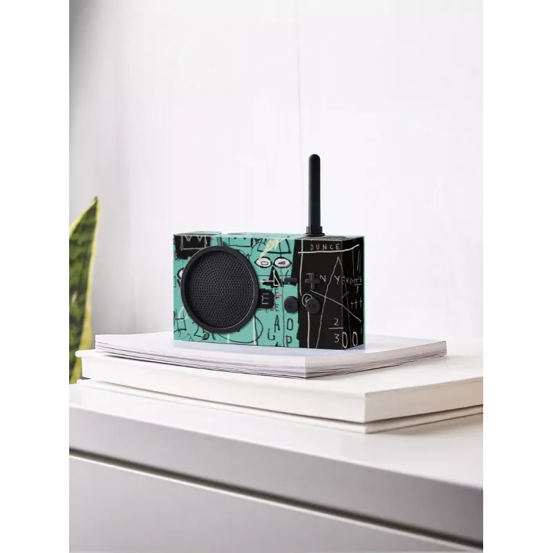 Lexon Tykho 3 X JMB Radio Bluetooth Portable FM Radio with Basquiat Artwork, Black