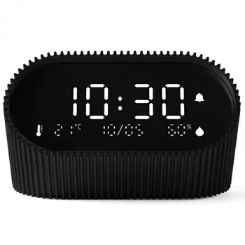 Lexon Ray Clock žadintuvas su temperatūros ir drėgmės jutikliu, juodas