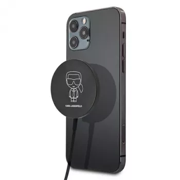 Karl Lagerfeld belaidis įkroviklis su MagSafe 15W juodas