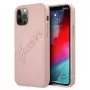 Guess GUHCP12LRSAVSRG Saffiano Vintage Script Hard Case, skirtas Apple iPhone 12 Pro Max, rožinė