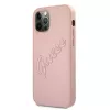 Guess GUHCP12LRSAVSRG Saffiano Vintage Script Hard Case, skirtas Apple iPhone 12 Pro Max, rožinė