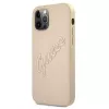 Guess Saffiano Vintage Script Hard Case, skirta Apple iPhone 12 Pro Max 6,7 inch - Auksinė