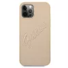 Guess Saffiano Vintage Script Hard Case, skirta Apple iPhone 12 Pro Max 6,7 inch - Auksinė