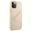 Guess Saffiano Vintage Script Hard Case, skirta Apple iPhone 12 Pro Max 6,7 inch - Auksinė