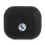 BMW BMA3SSLBK AirPods 3 Dėklas Juoda Natūrali Oda Sidabrinis Logotipas