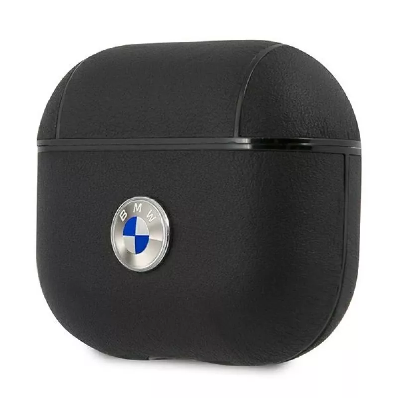 BMW BMA3SSLBK AirPods 3 Dėklas Juoda Natūrali Oda Sidabrinis Logotipas