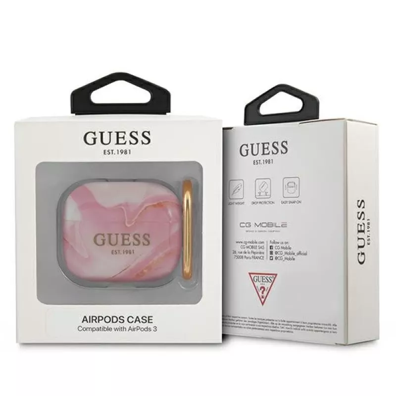 Guess GUA3UNMP AirPods 3 dangtelis, rožinis, Marble Collection