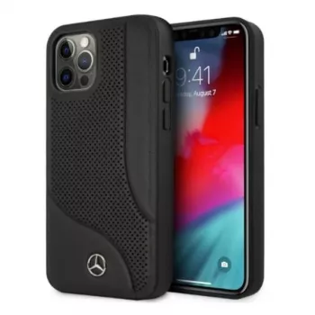 Mercedes-Benz iPhone 12 Pro Max 6,7 inch Black Hard Case Leather Perforated Area
