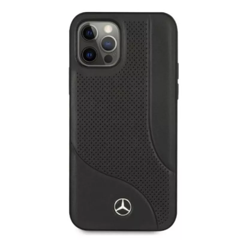 Mercedes-Benz iPhone 12 Pro Max 6,7 inch Black Hard Case Leather Perforated Area