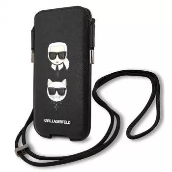 Karl Lagerfeld Ikonik Karl & Choupette Head Hard Case, iPhone 12 / 12 Pro 6,1 inch - Juoda