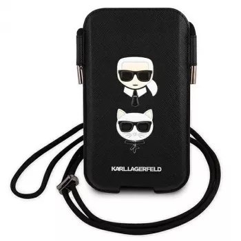 Karl Lagerfeld Ikonik Karl & Choupette Head Hard Case, iPhone 12 / 12 Pro 6,1 inch - Juoda