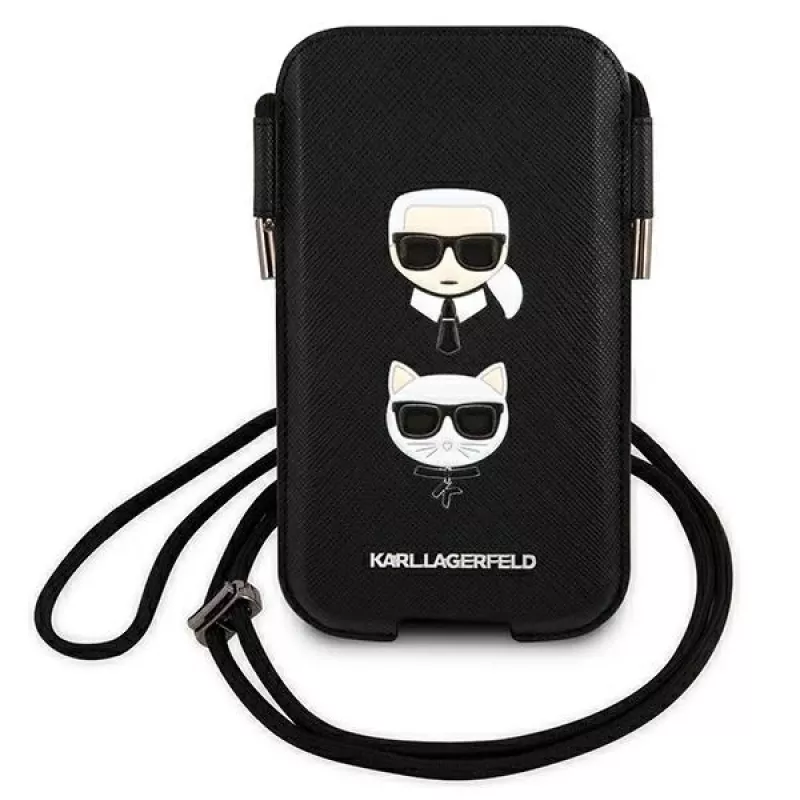 Karl Lagerfeld Ikonik Karl & Choupette Head Hard Case, iPhone 12 / 12 Pro 6,1 inch - Juoda