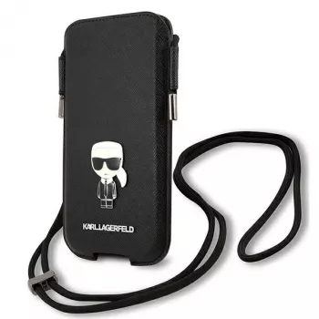 Karl Lagerfeld Saffiano Ikonik Karl Hard Case iPhone 12/12 Pro 6,1 inch - Juoda